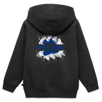 Finlande - Sweat Premium à capuche zippé enfant bio - noir - Dos - AI Model Kid Male (0cm)