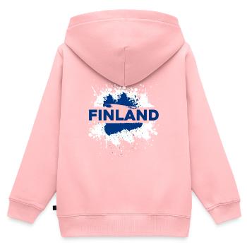 Finnland Land - Kinder Premium Organic Zip Hoodie - Rosa - Hinten - AI Model Kid Female (0cm)