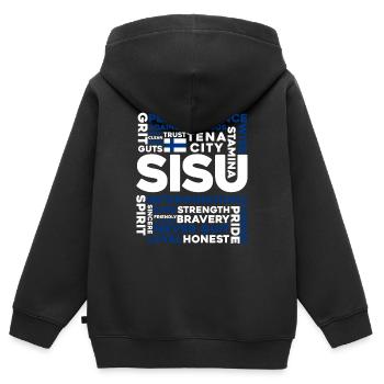 Finnland - Kinder Premium Organic Zip Hoodie - Schwarz - Hinten - AI Model Kid Male (0cm)