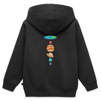 Terre plate Terre plate Théorie Planète Cadeau - Sweat Premium à capuche zippé enfant bio - noir - Dos - AI Model Kid Male (0cm)