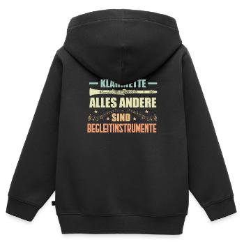 Klarinette Blasinstrument - Kinder Premium Organic Zip Hoodie - Schwarz - Hinten - AI Model Kid Male (0cm)