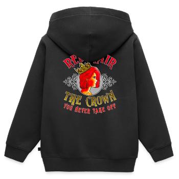 Rotes Haar: Die Krone, die Sie niemals ausziehen - Kinder Premium Organic Zip Hoodie - Schwarz - Hinten - AI Model Kid Male (0cm)