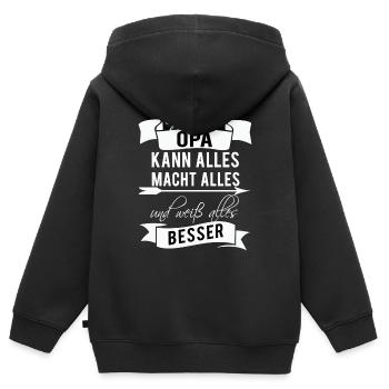 Opa Großvater Großpapa Senior Geschenk Geburtstag - Kinder Premium Organic Zip Hoodie - Schwarz - Hinten - AI Model Kid Male (0cm)