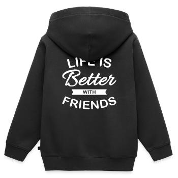 amitié - Sweat Premium à capuche zippé enfant bio - noir - Dos - AI Model Kid Male (0cm)