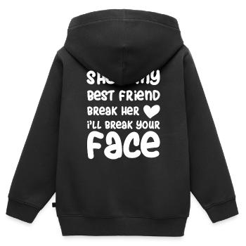 amitié - Sweat Premium à capuche zippé enfant bio - noir - Dos - AI Model Kid Male (0cm)