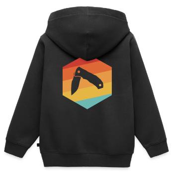 Couteaux de poche - Sweat Premium à capuche zippé enfant bio - noir - Dos - AI Model Kid Male (0cm)