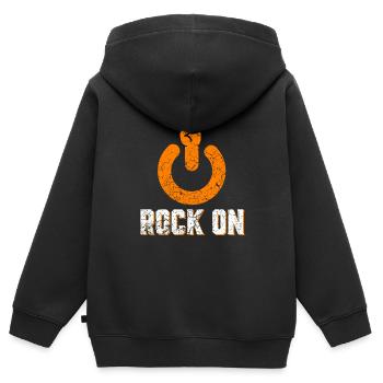 Rock sur - Sweat Premium à capuche zippé enfant bio - noir - Dos - AI Model Kid Male (0cm)