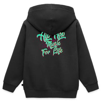 Hip Hop - Kinder Premium Organic Zip Hoodie - Schwarz - Hinten - AI Model Kid Male (0cm)