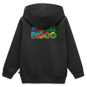 Musique disco - Sweat Premium à capuche zippé enfant bio - noir - Dos - AI Model Kid Male (0cm)
