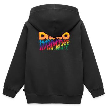Musique disco - Sweat Premium à capuche zippé enfant bio - noir - Dos - AI Model Kid Male (0cm)