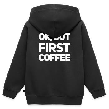 Erst Kaffee - Kinder Premium Organic Zip Hoodie - Schwarz - Hinten - AI Model Kid Male (0cm)
