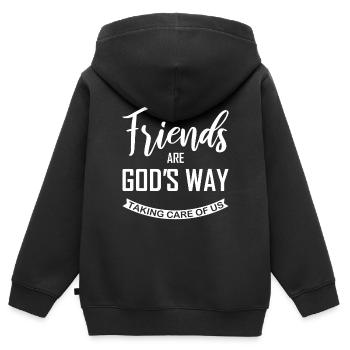 amitié - Sweat Premium à capuche zippé enfant bio - noir - Dos - AI Model Kid Male (0cm)