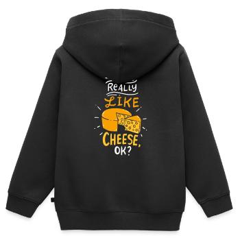 fromage - Sweat Premium à capuche zippé enfant bio - noir - Dos - AI Model Kid Male (0cm)