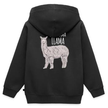 pas de drame lama - Sweat Premium à capuche zippé enfant bio - noir - Dos - AI Model Kid Male (0cm)