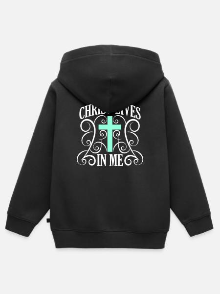 Religion, jesus, faith, god, church, catholic - Kids Premium Organic Zip-up Hoodie - black