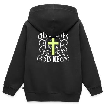 Religion, Jesus, Glaube, Gott, Kirche, katholisch - Kinder Premium Organic Zip Hoodie - Schwarz - Hinten - AI Model Kid Male (0cm)
