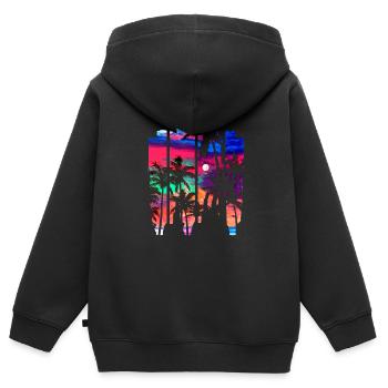 Beach Brush Strand Sonnenuntergang Palmen bunt - Kinder Premium Organic Zip Hoodie - Schwarz - Hinten - AI Model Kid Male (0cm)
