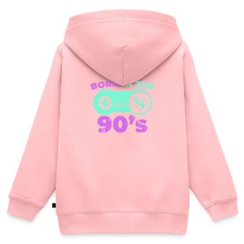 Né Dans les années 90 - Sweat Premium à capuche zippé enfant bio - rose - Dos - AI Model Kid Female (0cm)