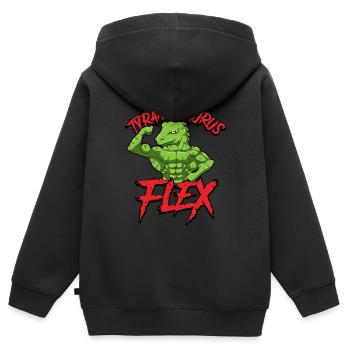 Fitness Gym Sport Power Lifting Tyrannosaurus Flex - Kinder Premium Organic Zip Hoodie - Schwarz - Hinten - AI Model Kid Male (0cm)