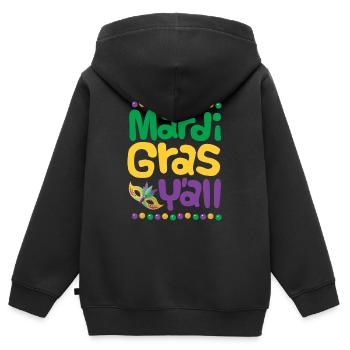 Chemise Mardi Gras Défilé de costumes de Mardi Gras - Sweat Premium à capuche zippé enfant bio - noir - Dos - AI Model Kid Male (0cm)