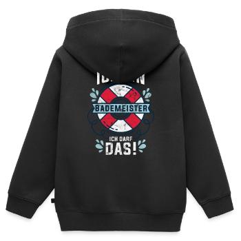 Maître-nageur cadeau - Sweat Premium à capuche zippé enfant bio - noir - Dos - AI Model Kid Male (0cm)