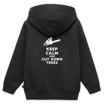 Tronçonneuse tronçonneuse - Sweat Premium à capuche zippé enfant bio - noir - Dos - AI Model Kid Male (0cm)