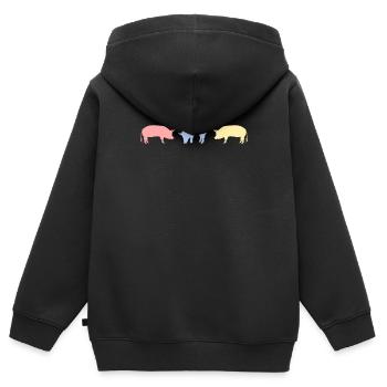 Cochons rétro porcins porcins - Sweat Premium à capuche zippé enfant bio - noir - Dos - AI Model Kid Male (0cm)
