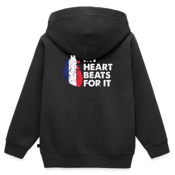 Idée cadeau France - Sweat Premium à capuche zippé enfant bio - noir - Dos - AI Model Kid Male (0cm)