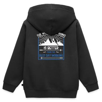 Ski ski - Sweat Premium à capuche zippé enfant bio - noir - Dos - AI Model Kid Male (0cm)