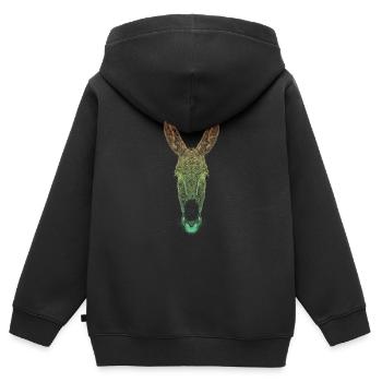 Esel - Kinder Premium Organic Zip Hoodie - Schwarz - Hinten - AI Model Kid Male (0cm)