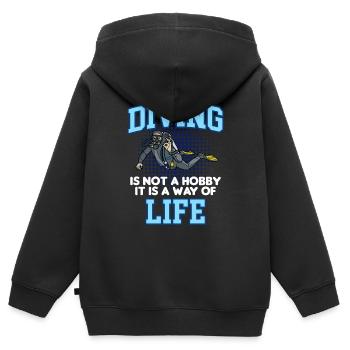 DIVING LIFE - Sweat Premium à capuche zippé enfant bio - noir - Dos - AI Model Kid Male (0cm)