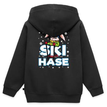 SKI HASE Lapin de neige lapin de neige - Sweat Premium à capuche zippé enfant bio - noir - Dos - AI Model Kid Male (0cm)