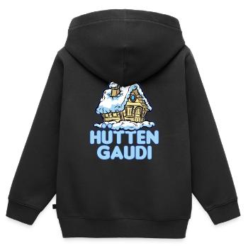 Hütten Gaudi Skihütte Ski Hütte - Kinder Premium Organic Zip Hoodie - Schwarz - Hinten - AI Model Kid Male (0cm)