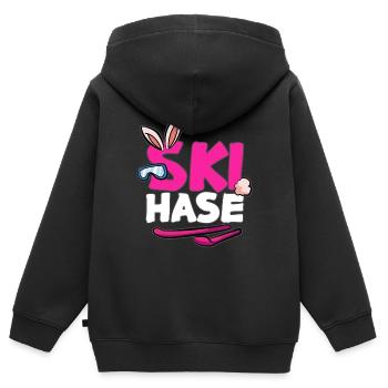 SKI HASE Lapin de neige lapin de neige - Sweat Premium à capuche zippé enfant bio - noir - Dos - AI Model Kid Male (0cm)