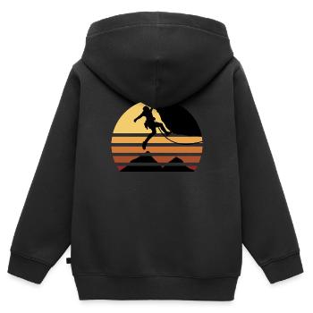 BOULDERING Kletter Sport Extrem Kletterer - Kinder Premium Organic Zip Hoodie - Schwarz - Hinten - AI Model Kid Male (0cm)