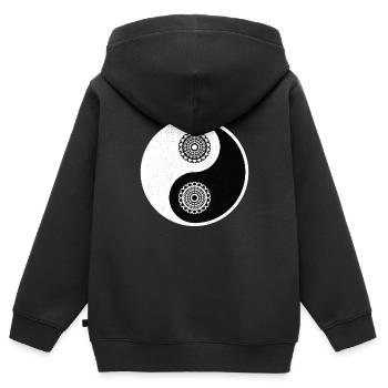 Ying Yang - Kinder Premium Organic Zip Hoodie - Schwarz - Hinten - AI Model Kid Male (0cm)