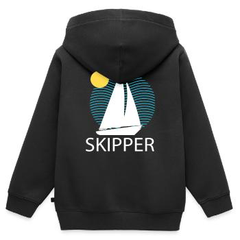 Boot - Kinder Premium Organic Zip Hoodie - Schwarz - Hinten - AI Model Kid Male (0cm)