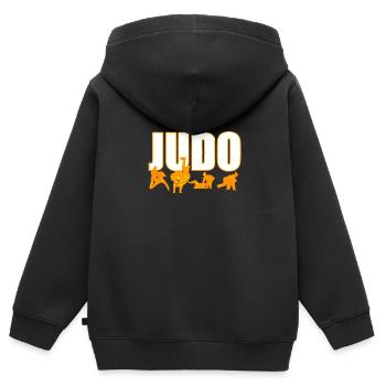 Judo - Sweat Premium à capuche zippé enfant bio - noir - Dos - AI Model Kid Male (0cm)