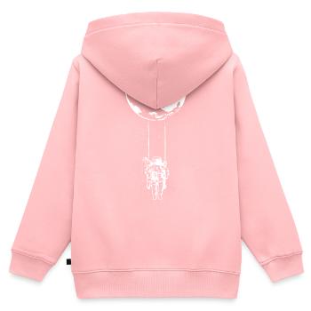 Astronaut Mond Schaukel - Kinder Premium Organic Zip Hoodie - Rosa - Hinten - AI Model Kid Female (0cm)