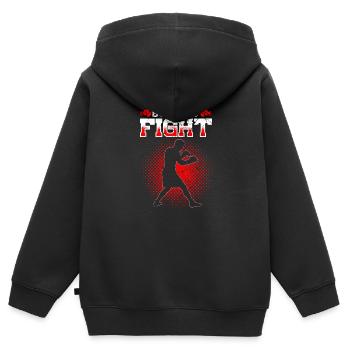 Boxen Kampfsport - Kinder Premium Organic Zip Hoodie - Schwarz - Hinten - AI Model Kid Male (0cm)