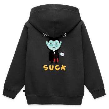 Getting up early is stupid vampires - Kids Premium Organic Zip-up Hoodie - black - Back - AI Model Kid Male (0cm)