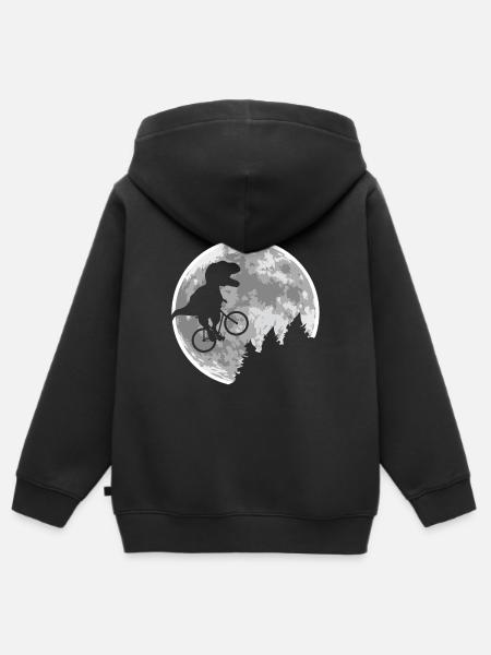 Dino Fahrrad Fliegen Mond - Kinder Premium Organic Zip Hoodie - Schwarz