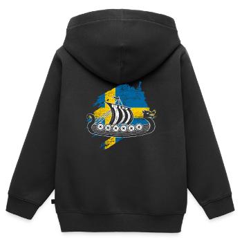 Suède - Sweat Premium à capuche zippé enfant bio - noir - Dos - AI Model Kid Male (0cm)