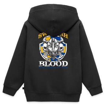 Schweden Nation - Kinder Premium Organic Zip Hoodie - Schwarz - Hinten - AI Model Kid Male (0cm)