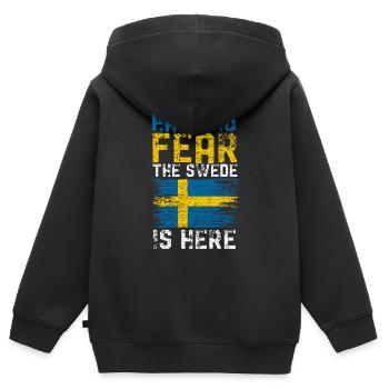 Schweden Schwede - Kinder Premium Organic Zip Hoodie - Schwarz - Hinten - AI Model Kid Male (0cm)