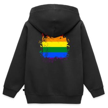 Regenbogen Musik LGBT Gay Pride - Kinder Premium Organic Zip Hoodie - Schwarz - Hinten - AI Model Kid Male (0cm)