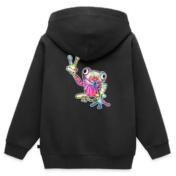 Frog Tree Frog - Kids Premium Organic Zip-up Hoodie - black - Back - AI Model Kid Male (0cm)