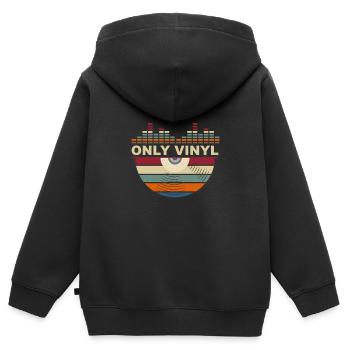 Disque vinyle rétro Cadeau I Collectionneur de disques - Sweat Premium à capuche zippé enfant bio - noir - Dos - AI Model Kid Male (0cm)