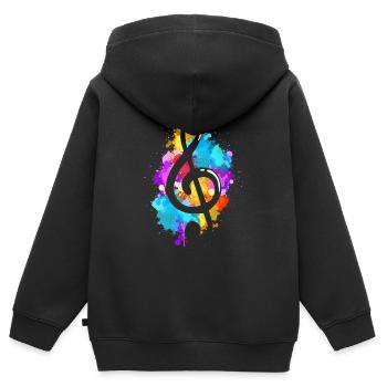Clé de musique - Sweat Premium à capuche zippé enfant bio - noir - Dos - AI Model Kid Male (0cm)