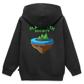 Flat Earth Society - Kinder Premium Organic Zip Hoodie - Schwarz - Hinten - AI Model Kid Male (0cm)